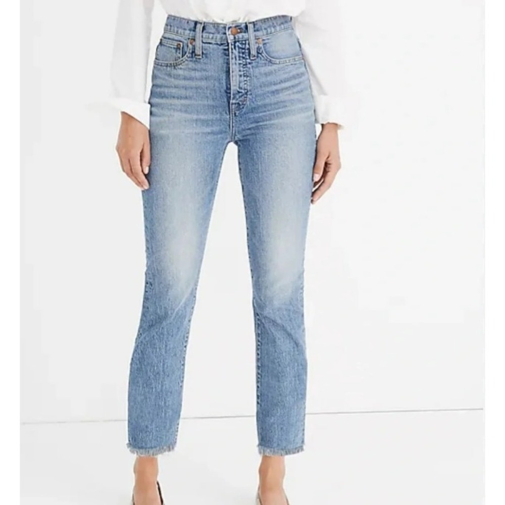 Madewell The Perfect Vintage Jean Women 29 Blue High Rise Tapered Raw Hem‎ AF691